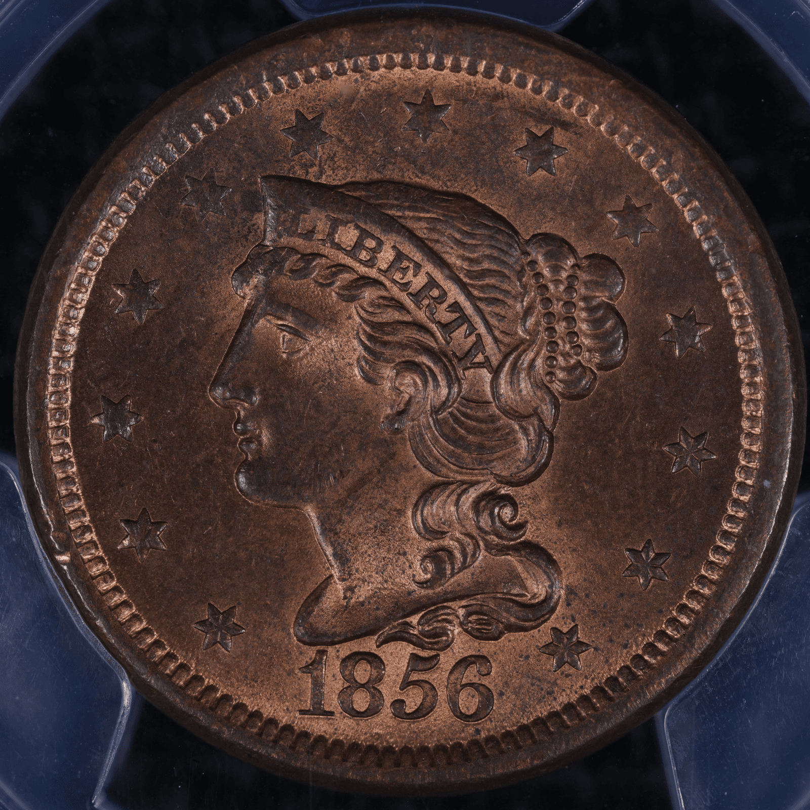 1856 Braided Hair Cent Slanted 5