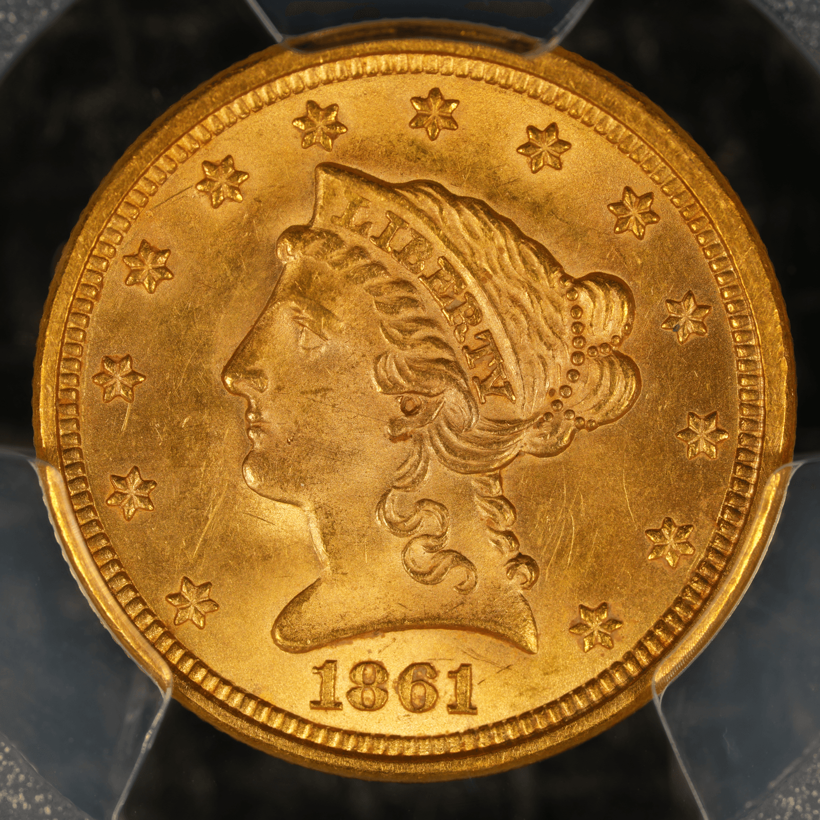 1861 Liberty Head Quarter Eagle New Reverse